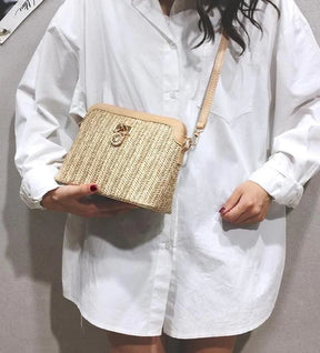 Sac Bandoulière Élégant en Paille pour Femme