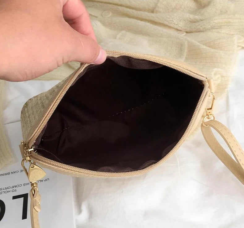 Sac Bandoulière Élégant en Paille pour Femme